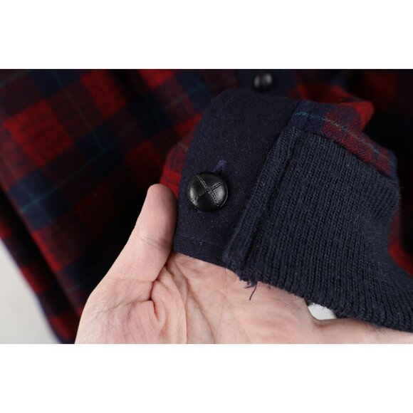 Vintage 70s Pendleton Mens Size XL Virgin Wool Knit Cardigan Sweater Plaid USA - Picture 5 of 11